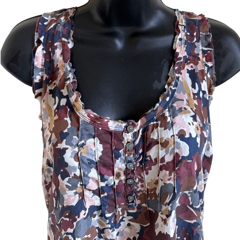 Y2K Abercrombie Floral Pintuck Tank Top Sheer Layering Soft Boho Preppy Vibe S - Picture 3 of 7